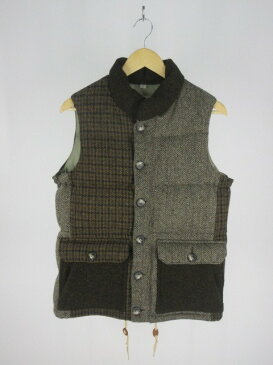 B&Y UNITED ARROWS ユナイテッドアローズ × Harris Tweed ハリスツイード ダウンベスト クレイジーパターン Size M【中古】 rf