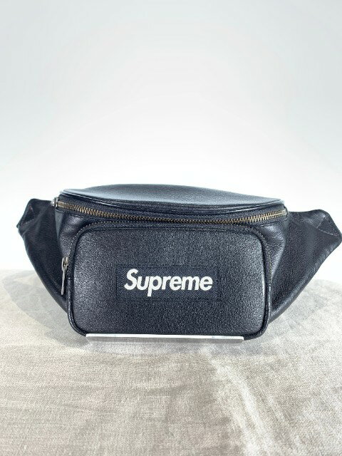 SUPREME シュプリーム 17SS Lether Waist Bag レザーウエストバッグ ボックスロゴ ブラック【中古】 rf