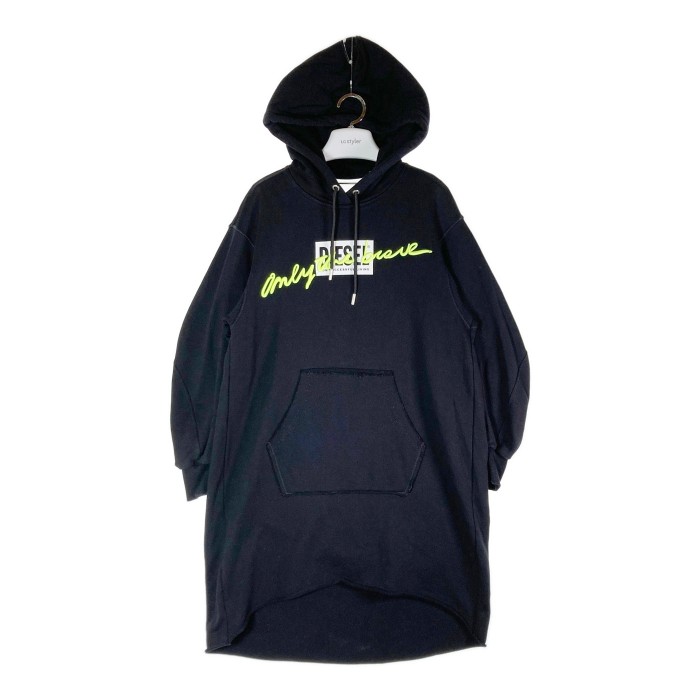 DIESEL ディーゼル パーカー ワンピース フロントロゴ ONLY THE BRAVE ブラック sizeXS 【中古】 rm