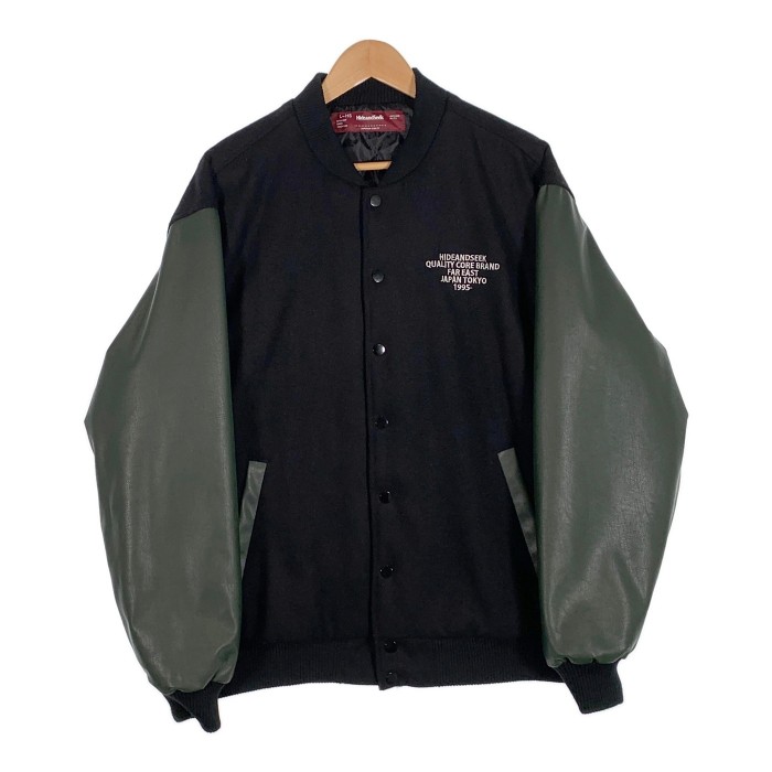 HIDE AND SEEK ハイドアンドシーク 23AW VARSITY JACKET バーシティジャケット スタジャン ブラック ダークグリーン Size L【中古】 rf