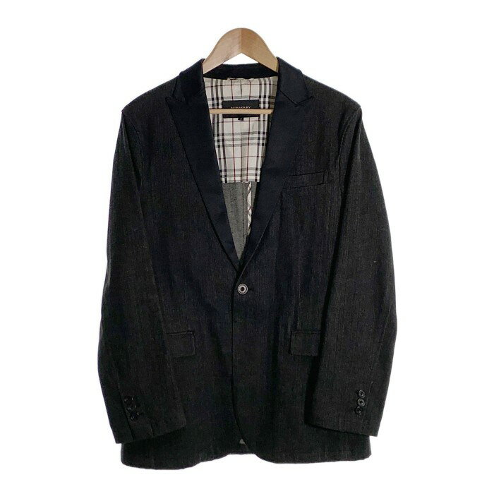 BURBERRY BLACK LABEL バーバリーブラックレーベル ブラックデニム サテンカラー 1B ジャケット BMP36-105-09 Size M【中古】 rf