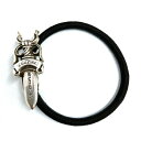 Chrome Hearts クロムハーツ HAIRBAND ダガーボタンヘアゴム シルバーコンチョ シルバー×ブラック【中古】 rm