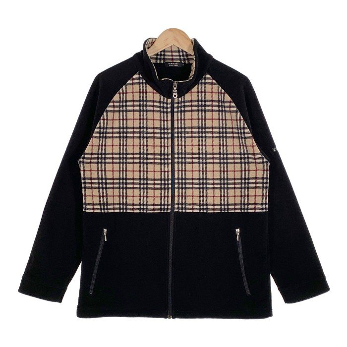 BURBERRY BLACK LABEL バーバリー ブラックレーベル ジップアップ フリースジャケット ノヴァチェック ブラック BMV82-921-47 Size 3【中古】 rf