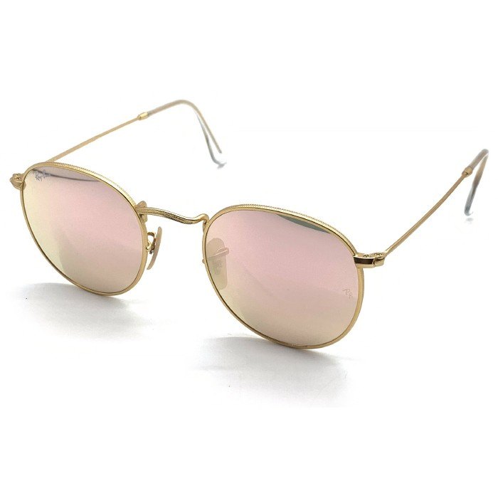 Ray-Ban レイバン ROUND METAL ラウンドメタル サングラス ゴールドフレーム ミラーレンズ RB3447【中古】 rf