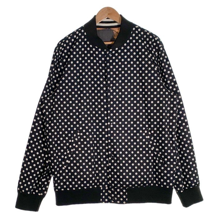 SUPREME シュプリーム 14SS COMME des GARCONS SHIRT コムデギャルソンシャツ Reversible Varsity Baseball Jacket リバーシブル バーシティ ベースボールジャケット ブラック ドット Size XL【中古】 rf