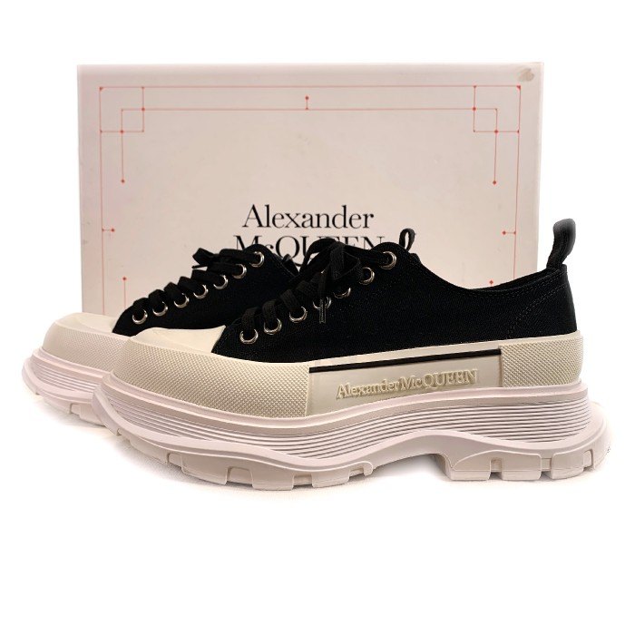 Alexander McQueen アレキサンダー マックイーン Tread Slick Low Top トレッドスリックロートップ スニーカー 604257 ブラック ホワイト Size 40 rf