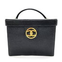 CHANEL シャネル ヴィンテージ ココマーク バニティバッグ キャビアスキン ショルダーストラップ カード付 ブラック 【中古】 rm