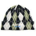 SUPREME シュプリーム 21AW Argyle Cashmere Beanie アーガイルカシミヤビーニー ニット帽 グレー オリーブ【中古】 rf