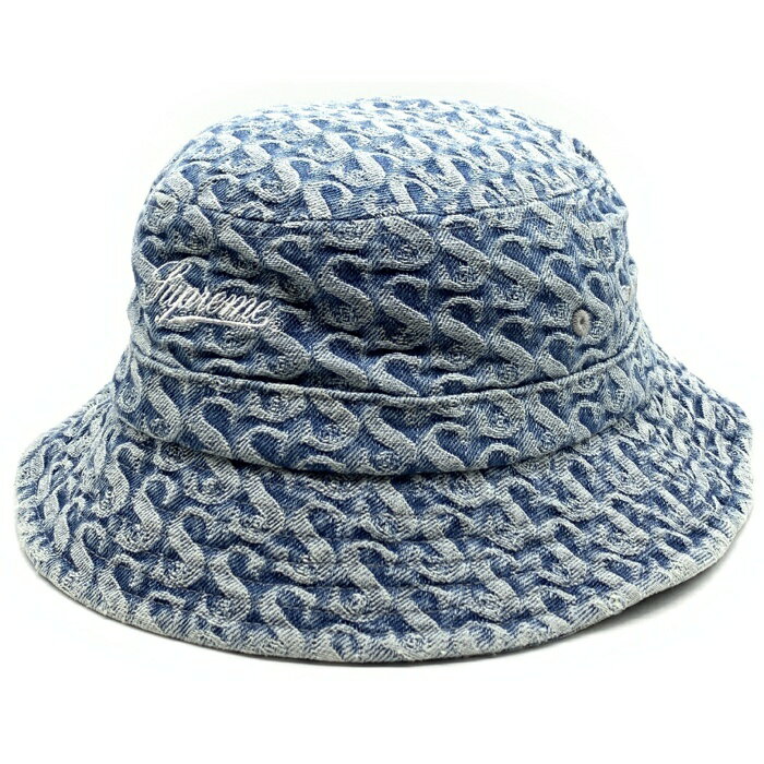 SUPREME シュプリーム 21AW Monogram Denim Crusher Hat モノグラム デニムクラッシャーハット ライトブルー Size M/L【中古】 rf