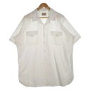 50's CREIGHTON クレイトン U.S.NAVY ショートスリーブ オープンカラーシャツ プレーン ホワイト USA製 Size L【中古】 rf(4)