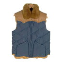 Cushman クッシュマン N/C クロス ダウンベスト レザーヨーク 襟ボア ブルー ブラウン 21133 Size M【中古】 rf