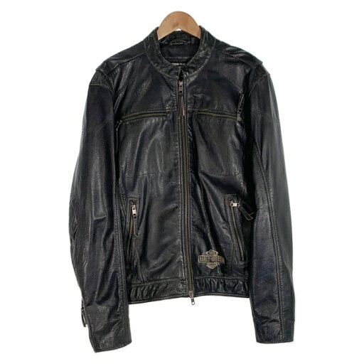 HARLEY-DAVIDSON ハーレーダビッドソン RIDING GEAR レザー シングルライダースジャケット ブラック 刺繡 02/2015 Size L【中古】 rf HARLEY-DAVIDSON ハーレーダビッドソン RIDING GEAR レザー シングルライダースジャケット ブラック 刺繡 02/2015 Size L【中古】 rf