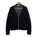 Chrome Hearts クロムハーツ カシミヤニットカーディガン ダガージップ ブラック クロスボール 袖レザークロスパッチ シルバークロス Size M【...