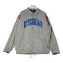 ICE CREAM アイスクリーム アーチロゴ 袖リブ コーチジャケット グレー sizeL 【中古】 rm
