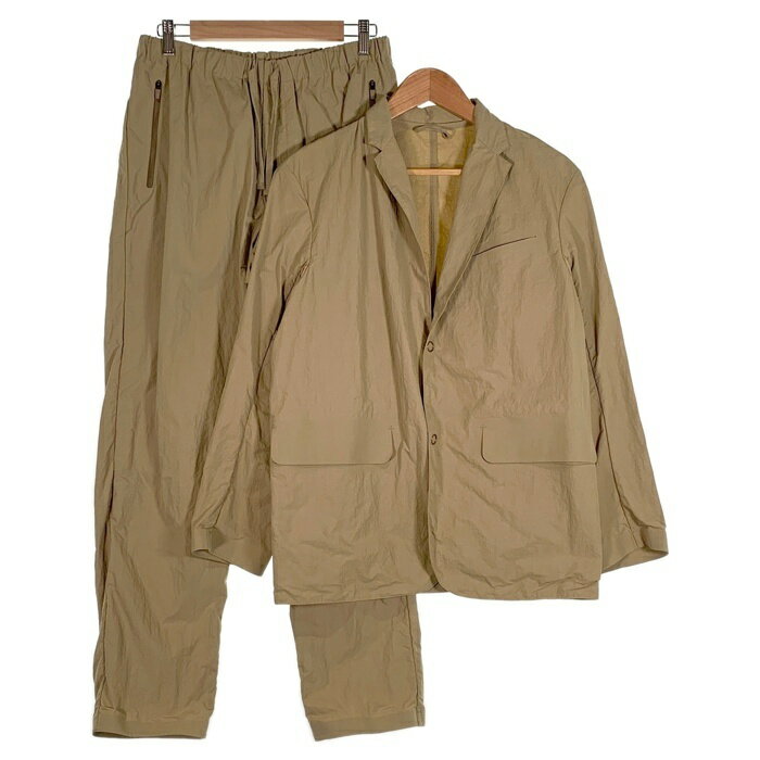 DESCENTE デサント 塩縮ナイロン 2B テーラードジャケット イージーパンツ セットアップ ベージュ DUI3701 DUI7702P Size M-O【中古】 rf