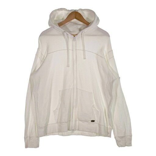 CRIMIE クライミー コットン ジップアップパーカー レザーパッチ ホワイト 薄手 Size XL【中古】 rf CRIMIE クライミー コットン ジップアップパーカー レザーパッチ ホワイト 薄手 Size XL【中古】 rf