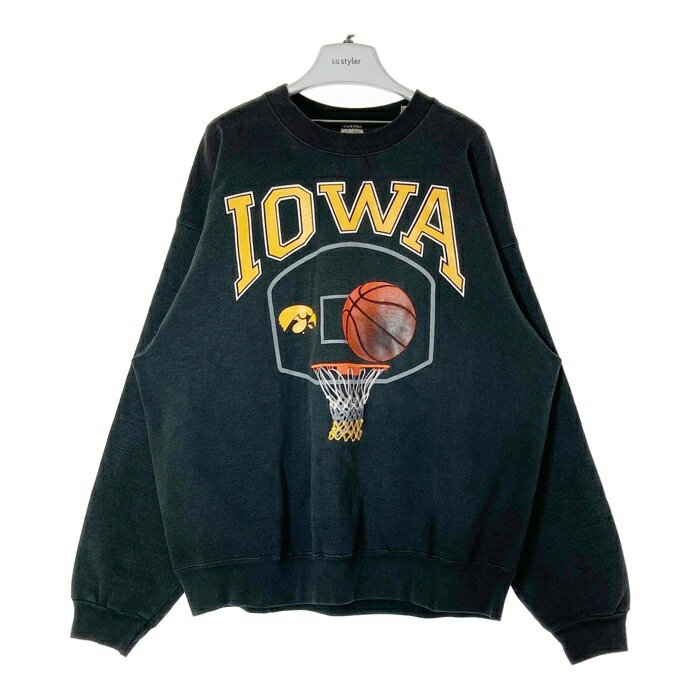 FRUIT OF THE LOOM フルーツオブザルーム SUPERCOTTON USA製 IOWA BASKETBALL スウェットトレーナー ブラック sizeXL 【中古】 rm