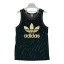 adidas アディダス VANCO社タグ台湾製 トレフォイル メッシュ タンクトップ ブラック sizeL 【中古】 rm