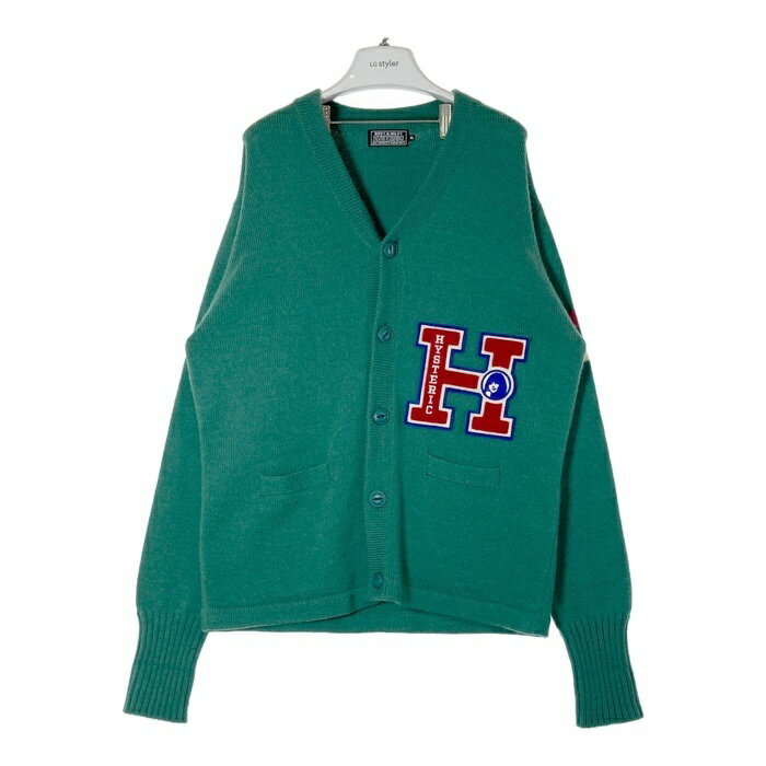 HYSTERIC GLAMOUR ヒステリックグラマー 02213ND03 PSYCHOワッペンレタードカーディガン グリーン sizeXL 【中古】 rm