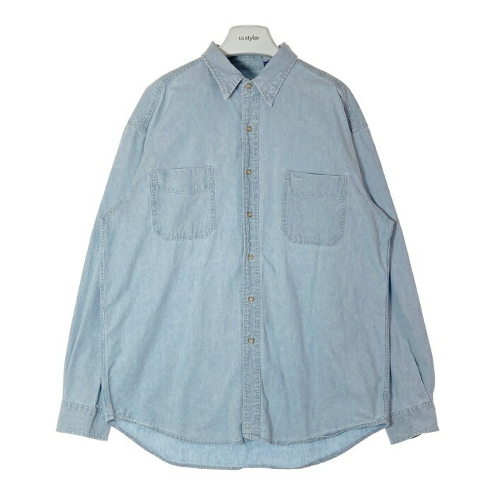 GAP ギャップ 香港製 シャンブレー デニム ワークシャツ ライトインディゴ sizeXL 【中古】 rm