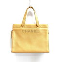 CHANEL シャネル キャビアスキン ロゴ ハンド トートバッグ ベージュ 【中古】 rm