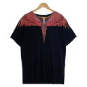 MARCELO BURLON マルセロバーロン フェザープリント Tシャツ ブラック Size XL 相当【中古】 rf