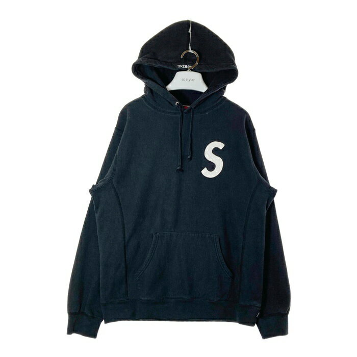 Supreme シュプリーム S Logo Hooded Sweatshirt 20SS メンズ スウェット キルティング プルオーバーパーカー ブラック sizeL 【中古】 rm