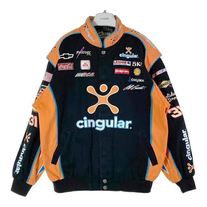 CHASE AUTHENTICS チェイス Jeff Burton ジェフ・バートン #31 Cingular 2005年 レーシングジャケット ブラック sizeL 【中古】 rm