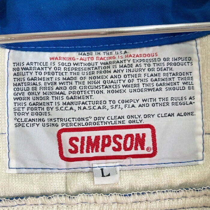 SIMPSON シンプソン USA製 防炎 レーシングジャケット ブルー sizeL 【中古】 rm