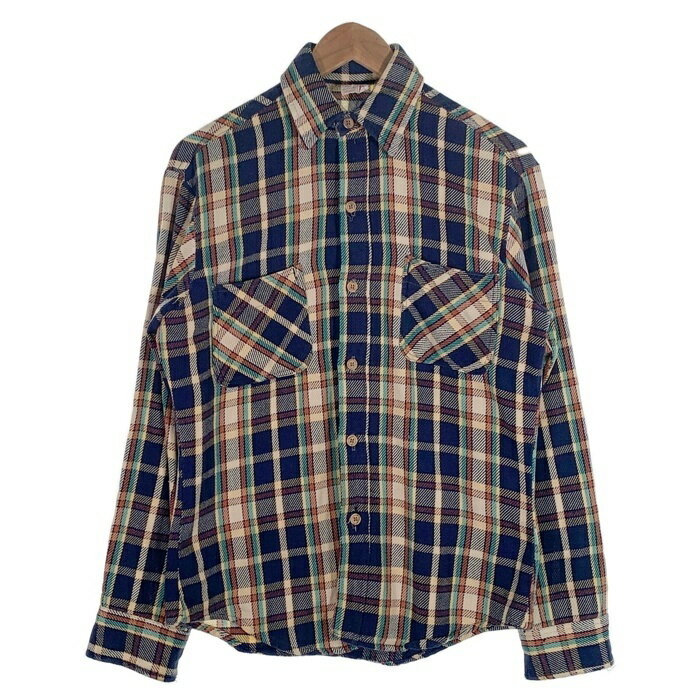 70's BIG MAC ビッグマック フランネルチェックシャツ ネイビー ホワイト Size S【中古】 rf