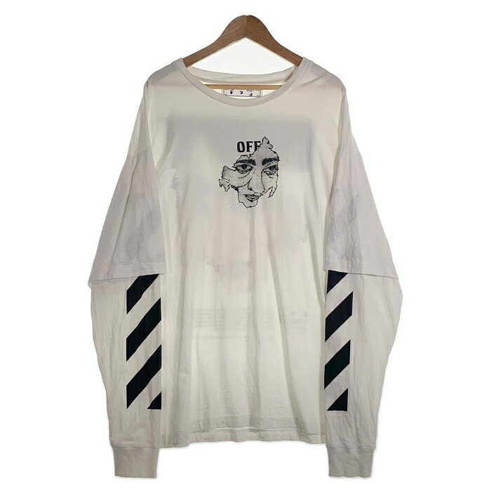 OFF-WHITE オフホワイト レイヤード ロングスリーブ プリントTシャツ ホワイト OMAB022F20FAB004 Size XL【中古】 rf