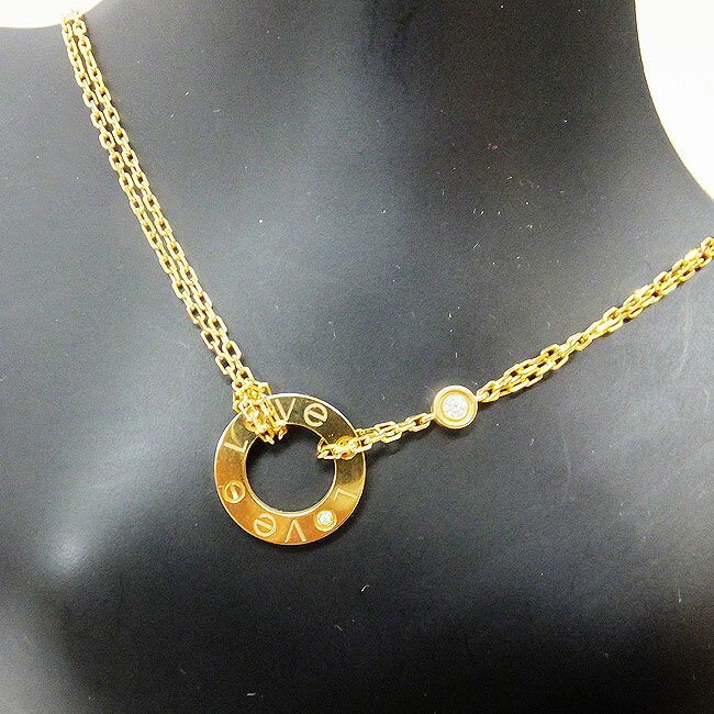 USED【Cartier】カルティエ ラブサークル ネックレス 2Pダイヤ YG イエローゴールド ブランドジュエリー 6.15g 40cm og