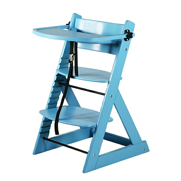 送料無料 新品 ベビーチェア テーブル付き トレイ付き キッズチェア グローアップチェア 木製 子供用椅子 ブルー