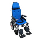 送料無料 フルリクライニング電動車椅子 青 PSE適合 TAISコード取得済 折りたたみ ノーパンクタイヤ 自走介助兼用 リクライニング電動車椅子 電動 手動 