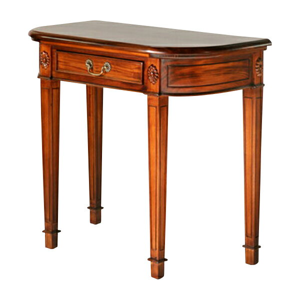 訳あり 送料無料 新品 マホガニー 無垢材 アンティーク調 コンソールテーブル 玄関テーブル サイドテーブル ナイトテーブル 引き出し 玄関 リビング 寝室 花...