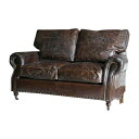 訳あり 送料無料 新品 総本革 ビンテージレザー ヴィンテージレザー アンティーク調 ビクトリア調 2P ラブソファ