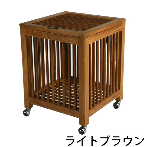 送料無料 新品 チーク無垢 ユティリティーボックス ランドリーボックス チーク材 無垢材 チーク T-004-ライトブラウン