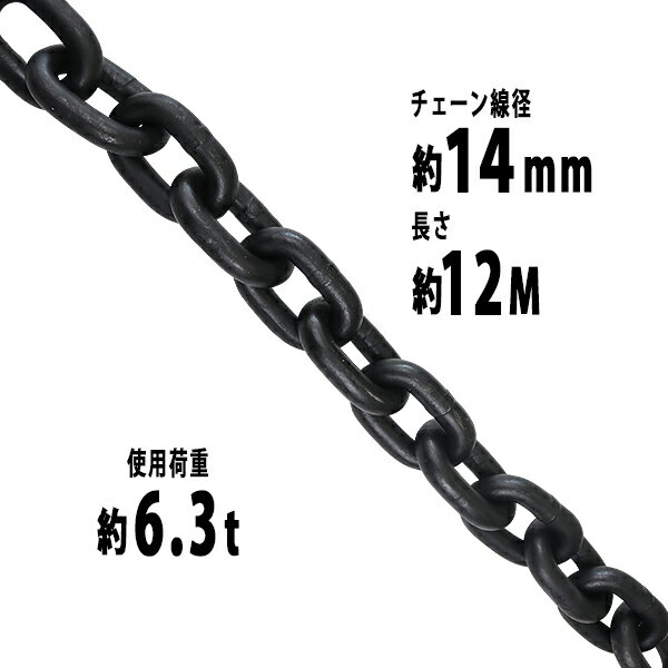 送料無料 チェーン 線径約14mm 使用荷重約6.3t 約6300kg 約12m G80 エコノミー