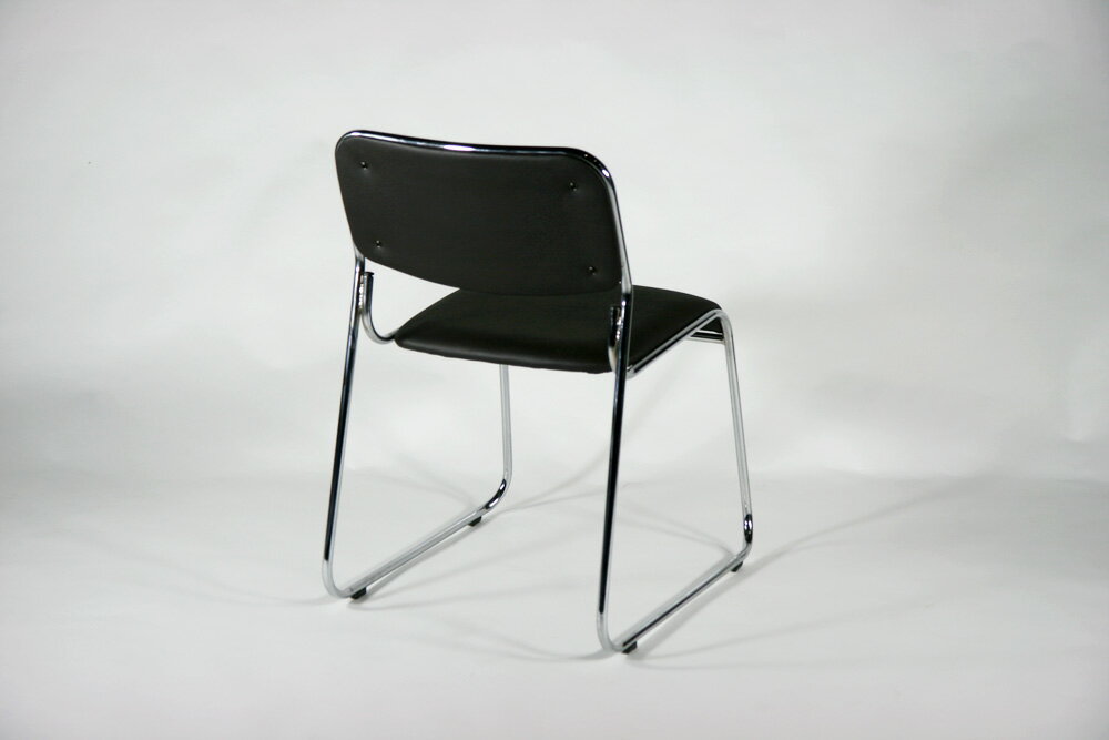 送料無料 新品 ミーティングチェア 会議イス 会議椅子 スタッキングチェア パイプチェア 5脚セット ブラック 2