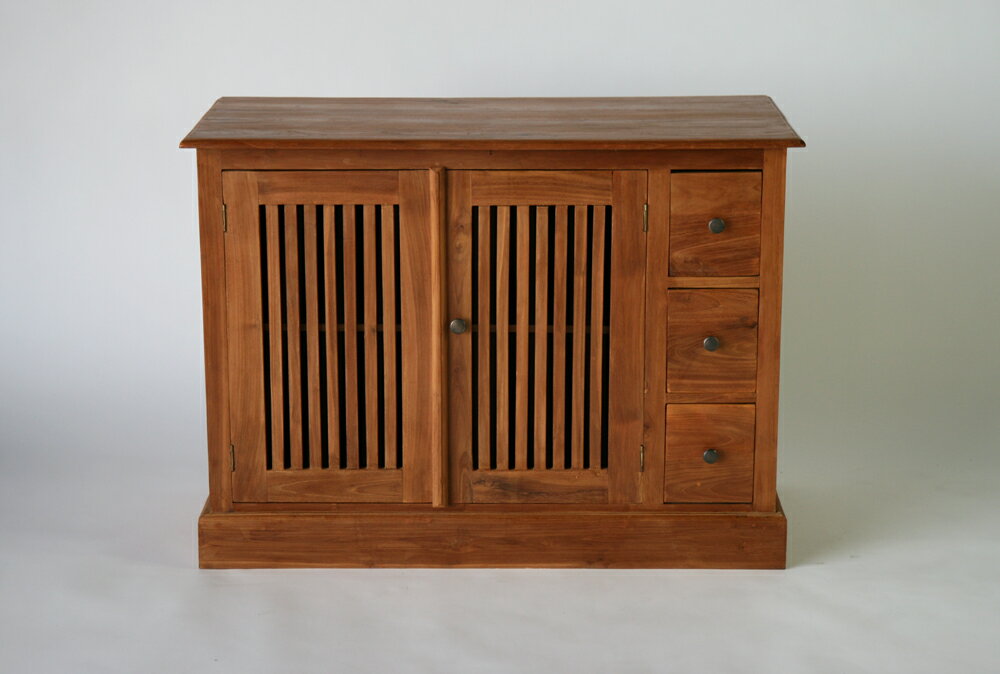 訳あり 送料無料 新品 チーク無垢 サイドボード チーク材 無垢材 チーク サイドチェスト キャビネット サイドキャビネット リビングチェスト 収納 T-368-ライトブラウン