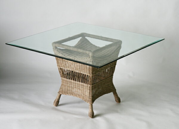 送料無料 新品 高級リゾート仕様 ラタン ダイニングテーブルスクエアテーブル