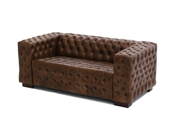 Leather - 送料無料 新品 総本革 トップグレインレザー レザーソファ レザー ビンテージレザー ヴィンテージレザー アンティーク調 2P 2.5P 2人掛け 2.5人掛け ラブソファ 英国風 チェスターフィールド チェスターフィールドソファ ボタン留め ソファー ブラウン sofa59