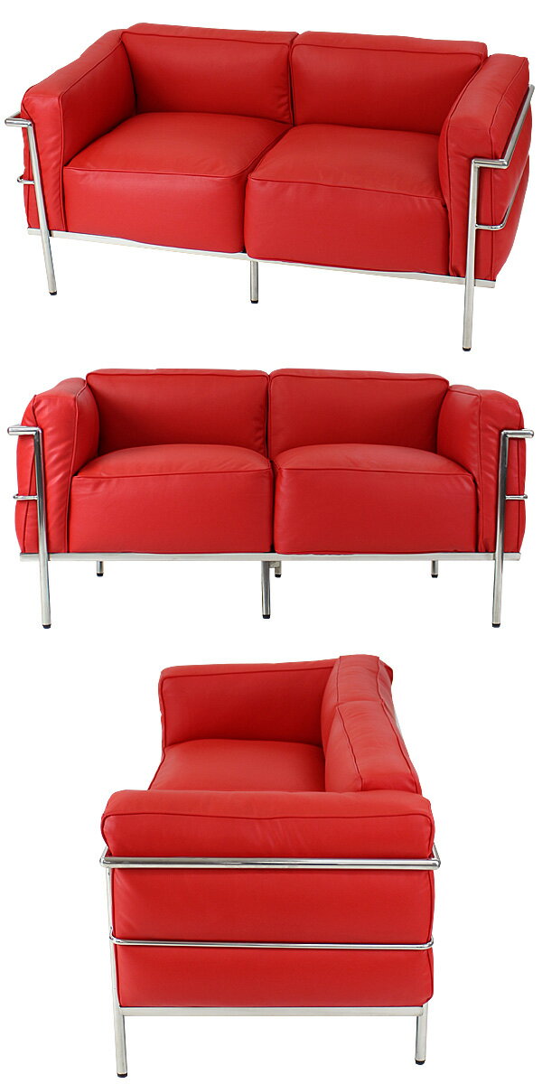 訳あり 送料無料 新品 コルビジェデザイン コルビュジェデザイン コルビジエデザイン コルビュジエデザイン LC3 COMFORT 2P レッド 2人掛け ラブソファ 本革 モダン 家具 おしゃれ ソファ 応接間 ロビー デザイナーズ 椅子 リビング ソファー sofa 2seater 赤 lc333b2pred [3]