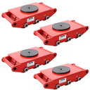 送料無料 マシンローラー 耐荷重約8t ポリウレタン製ホイール 4台 4台セット 360° ターンテーブル 回転台 運搬ローラー 運搬マシンローラー 重量物 低床 ポーター 赤 コロ車 ウレタンローラー 搬入 搬出 運搬車 台車 キャリー マシーン ローラー 引越 レッド roller8tp4