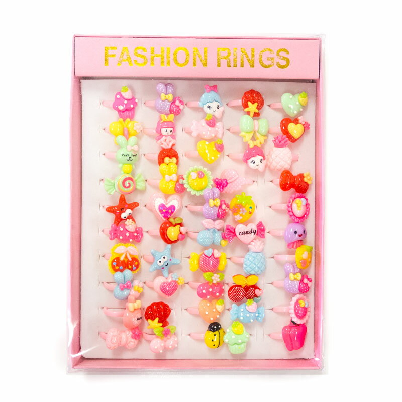 ガチャガチャ景品（カプセルなし・台紙なし）ファンシーリング（100個入り）ポップでカワイイ指輪　女..