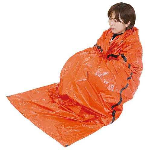 静音防寒寝袋(オレンジ) 　10個セット販売　静音タイプなので避難所などでも人目が気にならない!オレンジ色で救難時でも良く目立ちます　両手が使える！コンパクトに収納できる