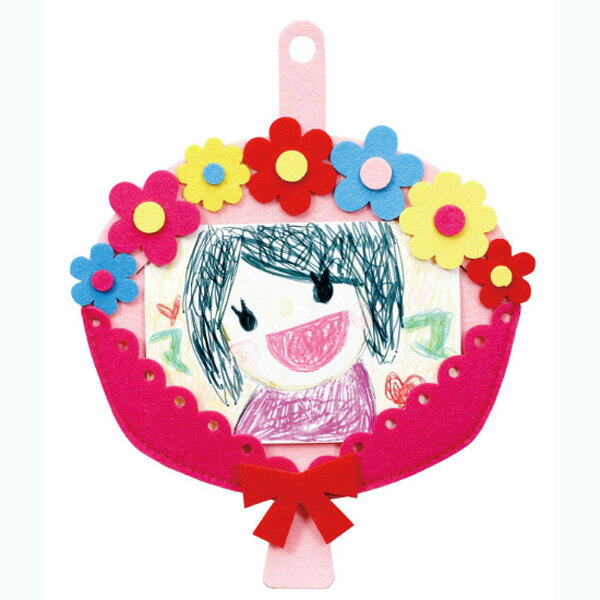 母の日 手作りキット 花束フェルトフレーム 壁にもかけられるフェルトの花束フレーム L判写真が入る お子様用工作キット お絵かき オリジナル作成