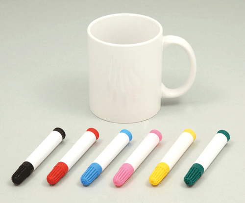 マーカーマグ（大）磁器素材　10個セット販売　マグカップ　絵付け　お絵かきマグカップ　販促品・イベント