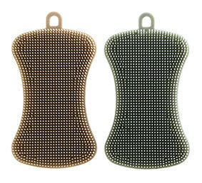 エコでソフトなシリコーンたわし　水だけでOK　水だけで汚れが落ちる、エコなシリコーンたわし