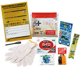 車載用防災ポーチ9点セット　CP-12　10個セット販売　ダッシュボード・グローブボックスに収納できるポーチ入車載セット　豪雨・土砂崩れ・道路が閉鎖など運転中の被災に備えを　地震・台風・水害・停電　避難時にあって役立つ